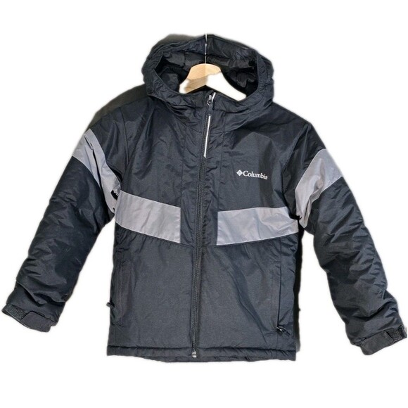 Columbia Other - Columbia Hooded Winter Jacket Kids Small 8 Black Grey Full Zip Insulated